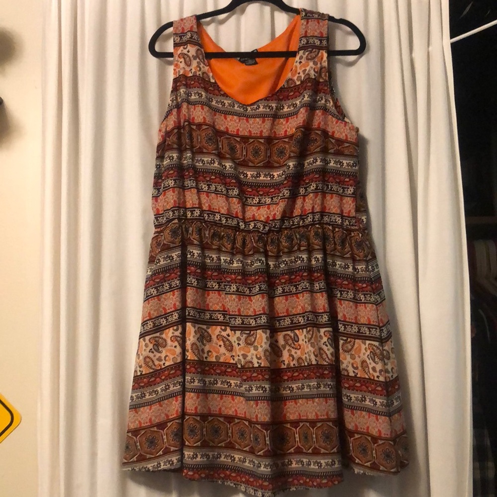 Orange multi-patterned dress